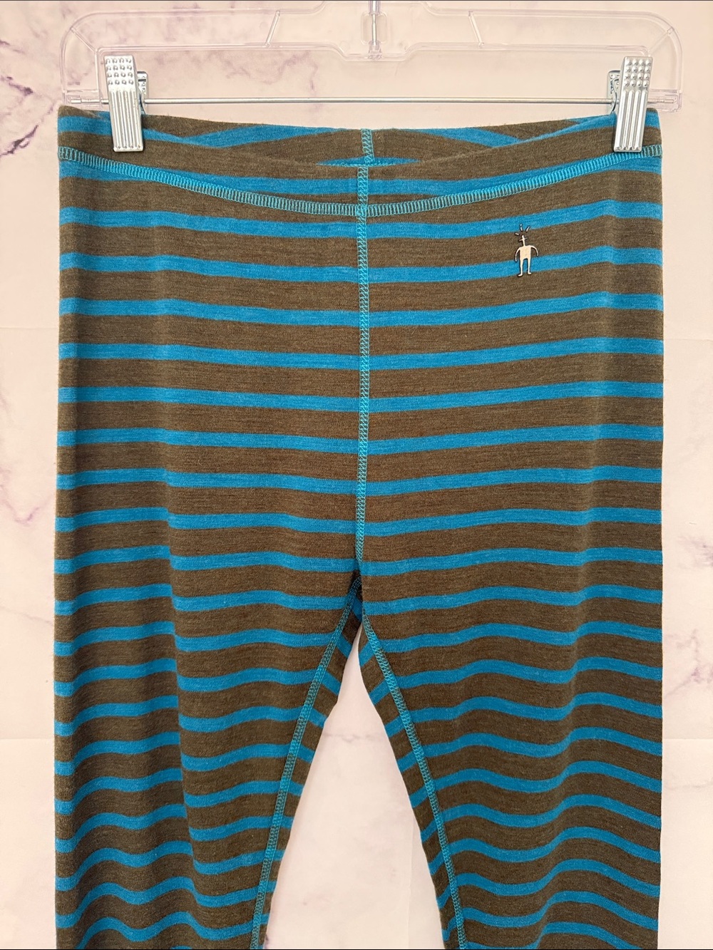SMARTWOOL Classic Thermal Base Layer Merino Wool Bottoms Heather Black/Blue Med - Picture 3 of 10